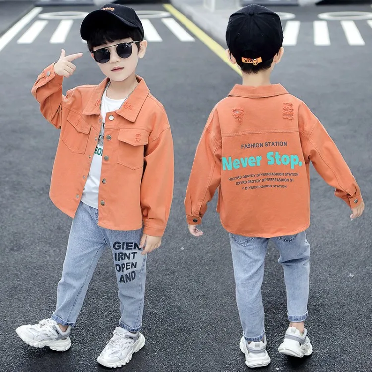 

Boys autumn suit 2020 new spring and autumn boy sports big boy shirt jeans two-piece suit