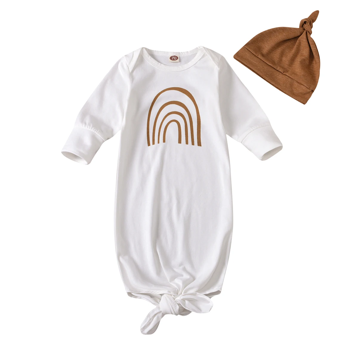 

Infant Newborn Baby Boys Girls Romper Fashion Long Sleeve Jumpsuit Sleeping Bag Spring Autumn Letter Romper + Casual Cap Set