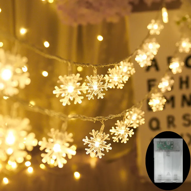 

Christmas Decoration for Home Snowflake LED String Light Garland Christmas Tree Ornaments Xmas Gifts Happy New Year Navidad 2021