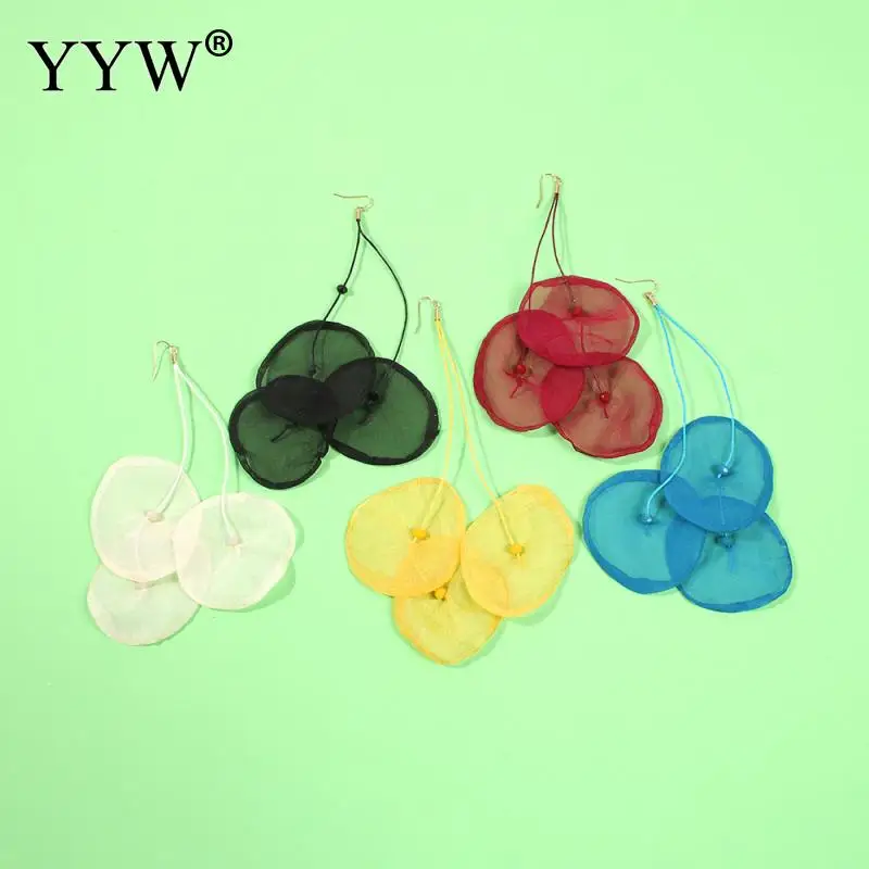 Женские серьги-капельки с подвесками из бежевого и бургундского шифона «лоскутное одеяло», ожерелье с личностным украшением для ушей девочек, модные серьги Pendientes mujer.