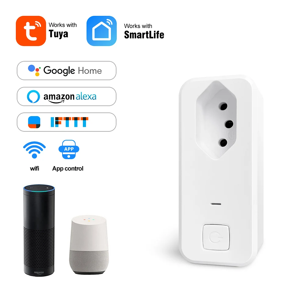 AVATTO Tuya 10A бразильский Стандарт WiFi умная вилка приложение Smart Life удаленное умное