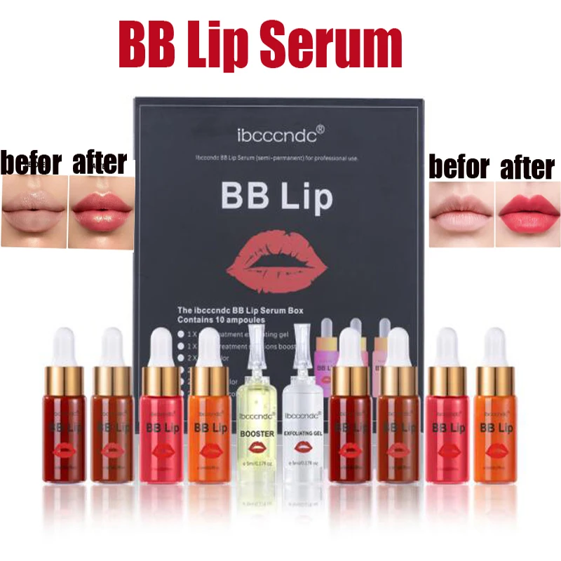 

5ml BB Lips Ampoule Serum Starter Kit Lip Gloss BB Cream Pigment For Lip Coloring Moisturizing Microneedle Treatment