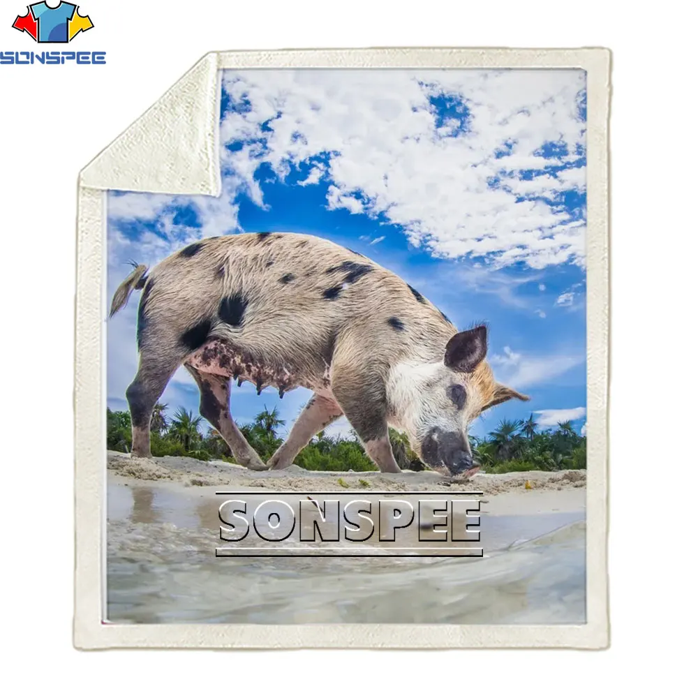 

SONSPEE Cute Pet Pig Kawaii Animal 3D Printing Beach Wearable Blanket Adult/child Soft Fleece Blanket Indoor Home Bed Accessory