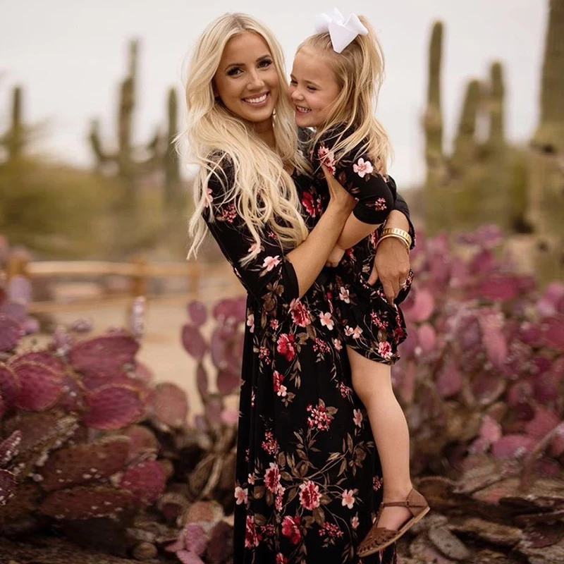 Одинаковые комплекты для семьи в европейском и американском стиле Длинная юбка