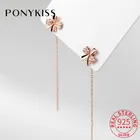 Длинные женские серьги-подвески PONYKISS из серебра 925 пробы с цирконом