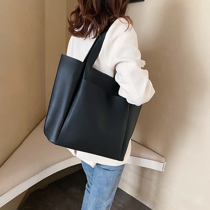 PU Leather Shoulder Bag For Women 2020 New Handbag Big Simple Girls Soft Large Capacity Tote | Багаж и сумки