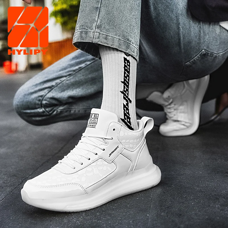 

Men's Sneakers Leather Men Outdoor Sports Shoes Non-slip Comfortable Running Shoes Solid Color Waterproof Footwear Size 36-44