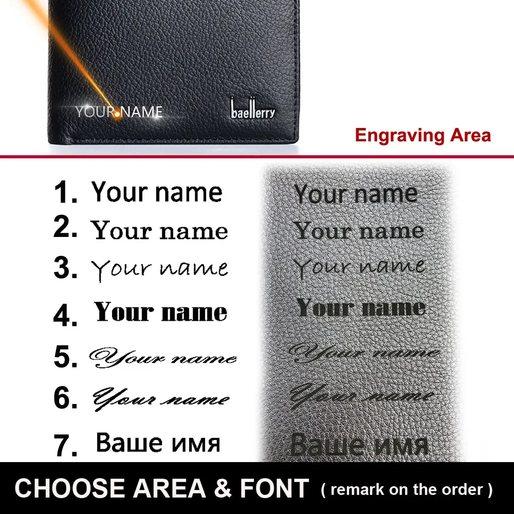Мужские кошельки с гравировкой имени короткий бумажник из натуральной кожи