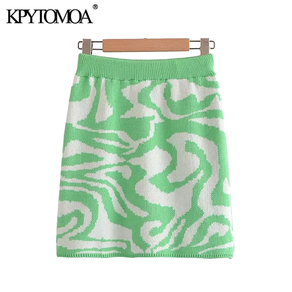 

Женская трикотажная Мини-юбка KPYTOMOA, винтажная мини-юбка с животным принтом и высокой эластичной талией, 2021