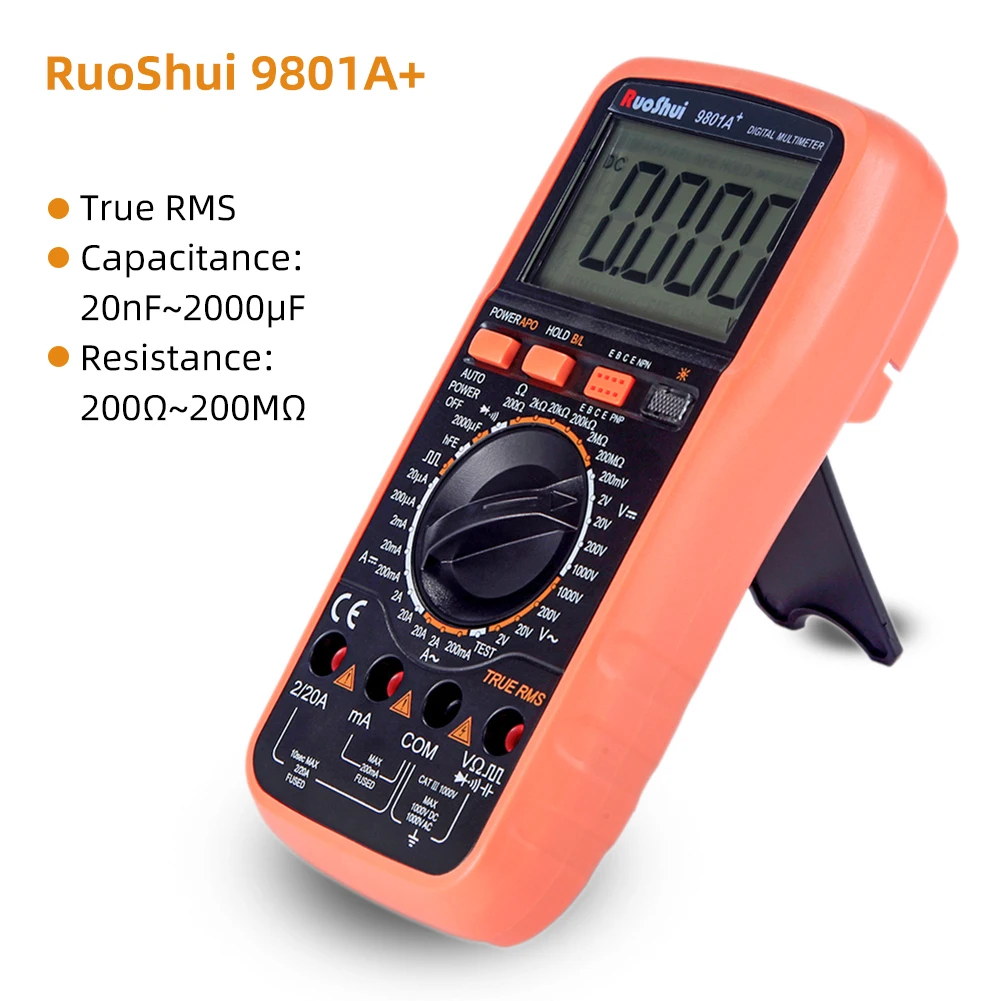 Цифровой мультиметр RuoShui VC9801A измеритель емкости и с функцией True RMS AC/DC