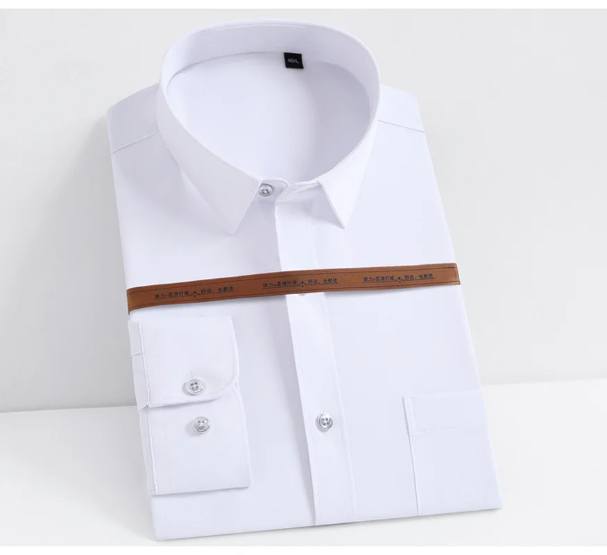 

Trendy New Men's Casual Stretch Long Sleeve Dress Shirts Button Down Pocket Standard-fit Formal Business Work Office Shirt