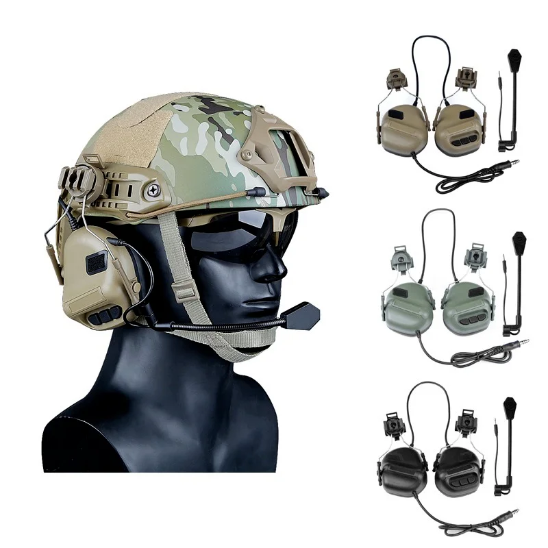 

Новейшие тактические наушники с быстрым адаптером для шлема, военная гарнитура для страйкбола CS стрельбы, армейские коммуникационные аксе...