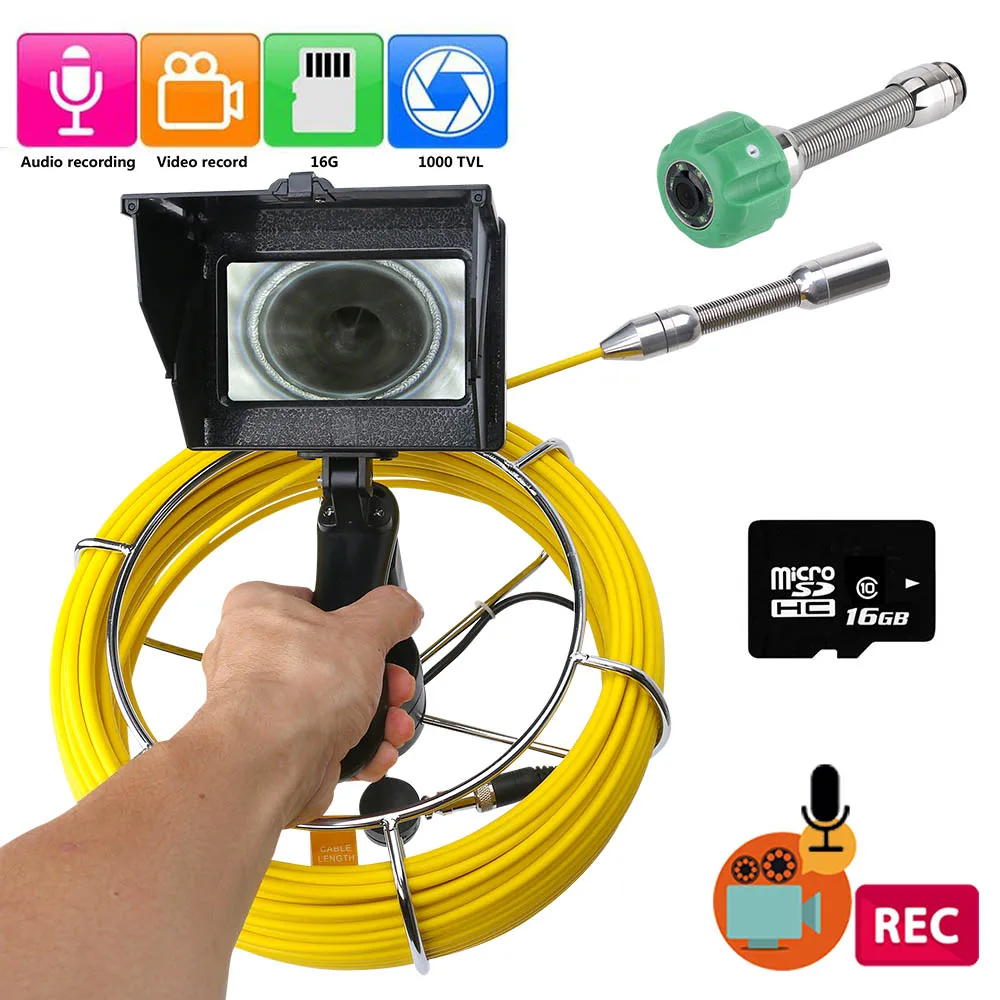 

40M Handheld Industrial Pipe Inspection Video Camera DVR IP68 Drain Sewer Pipeline Industrial Endoscope with 4.3 Monitor