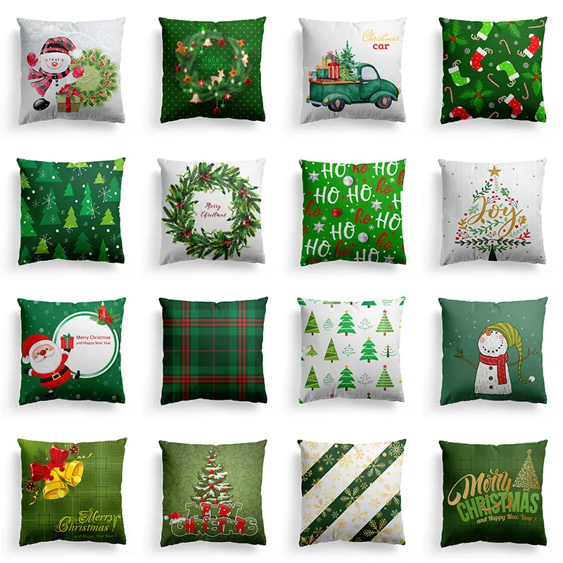 

2021 New Christmas Green Pillow Covers Hipster Cartoon 40 Patterns Cushion Covers Sofa Couch Throw Pillows Xmas Home Decor