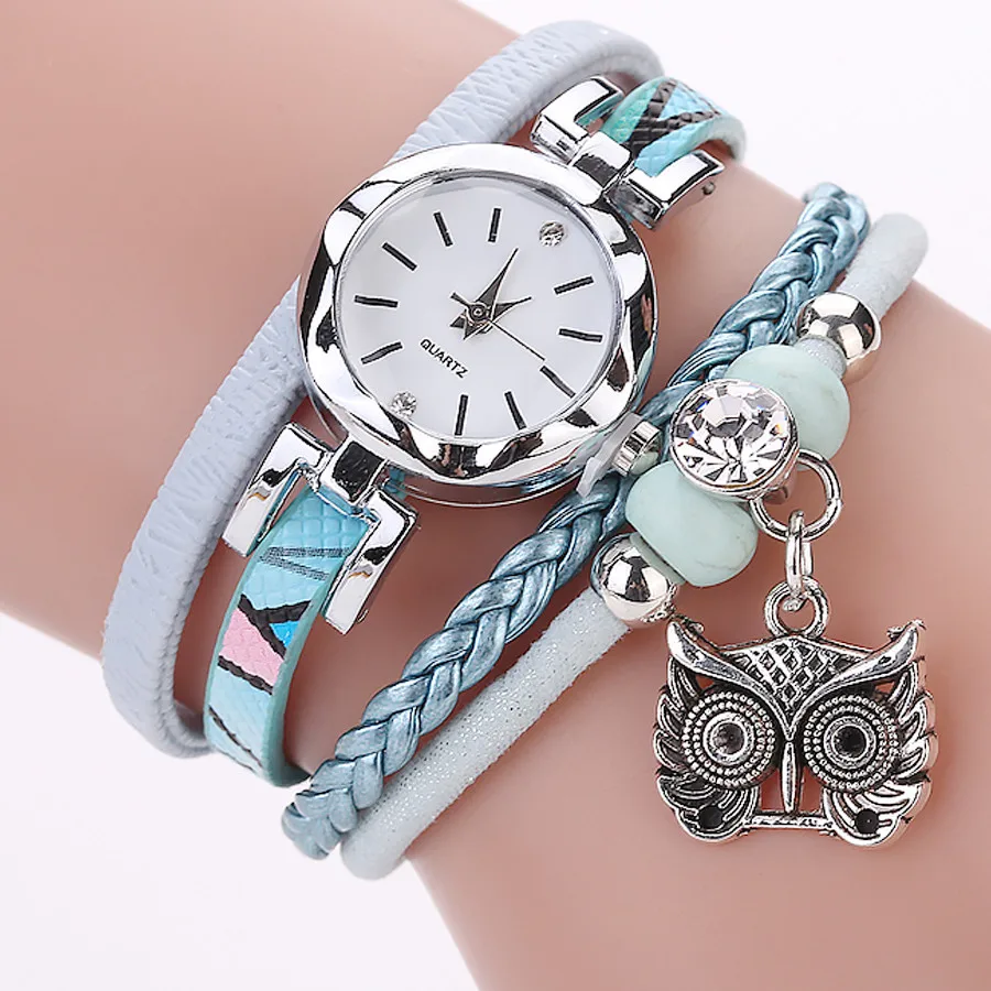 

Luxury Fashion Women Girls Bracelet Analog Quartz Watch Owl Pendant Ladies Dress Bracelet Watches Wristwatch relogio feminino