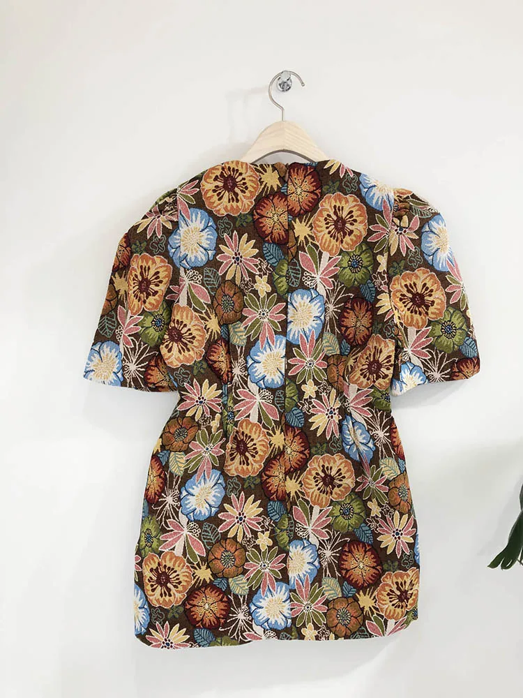 Женское платье с круглым вырезом RUGOD Осеннее приталенное цветочным принтом