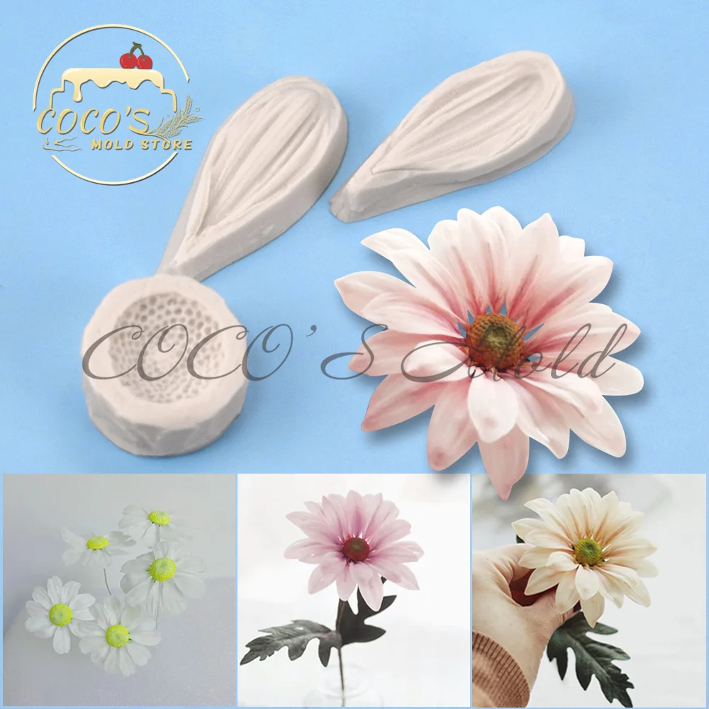 3Pcs/Set Mini Daisy Leaf Petal Silicone Veiner Mold Stainless Steel Cutter Mould Craft Fondant Cake Decorating Mold Baking Tools images - 6