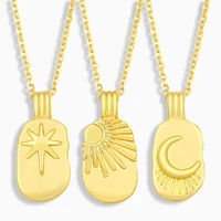 ins vintage crescent moon starburst sun pendant necklace simple cute moon star necklaces for women girls fashion jewelry gift