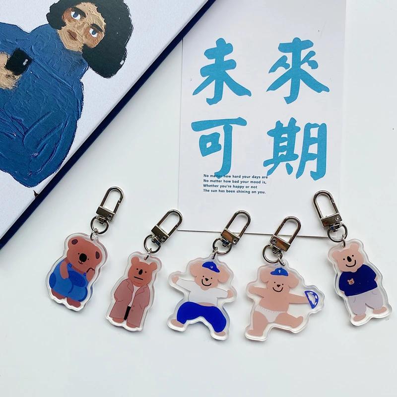 

Ins Cartoon Cute Koala Bear Key Buckle Acrylic Student Schoolbag Stationery Accessories Creative Decorative Pendant Keychain