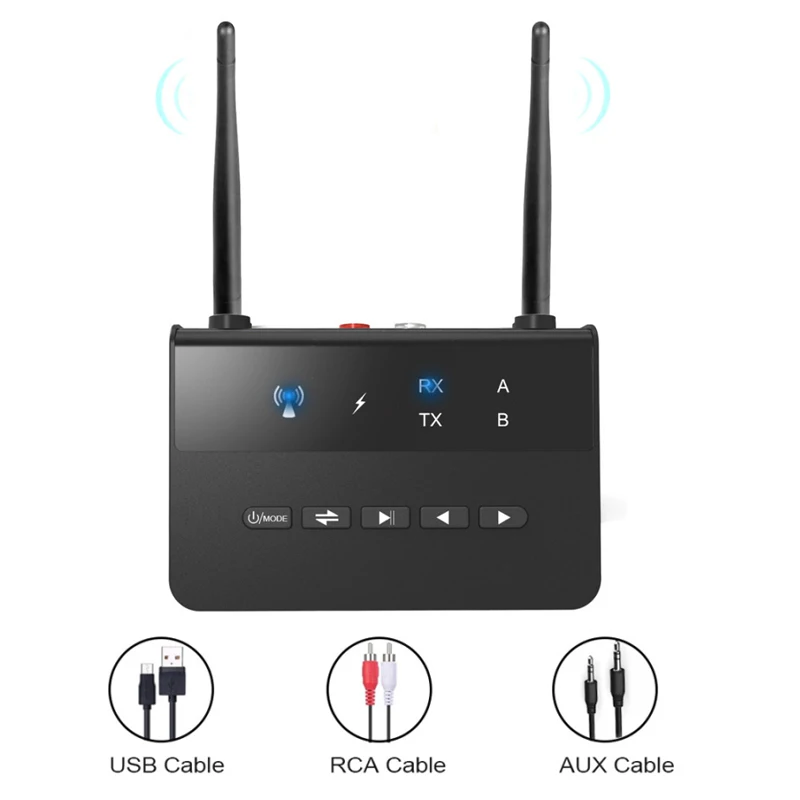 

80M Bluetooth-compatible 5.0 RCA Transmitter Receiver Aptx LL Music Audio Wireless Adapter 3.5mm AUX RCA Jack For TV PC Car