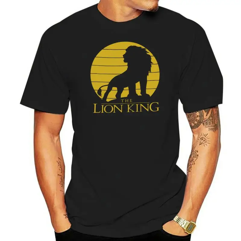 

The Lion King Mens T-Shirt - Yellow Silhouette King Simba Image Cartoon t shirt men Unisex New Fashion tshirt free shipping