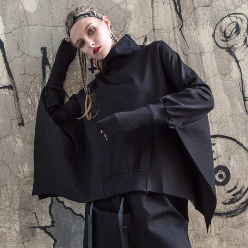 LANMREM 2020 новый осенний однотонный водолазка с рукавами летучая мышь пуловер