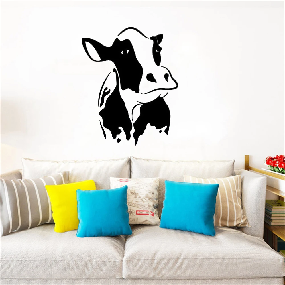 Виниловая наклейка на стену с изображением коровы и фермы домашний декор для