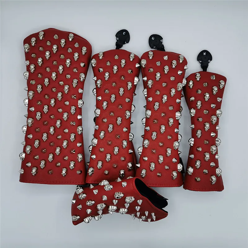 [Серебряные заклепки в виде черепа] красный чехол из искусственной кожи для