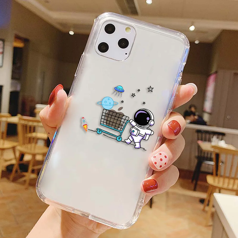 

Luxury Space Astronaut Case for iPhone 12 Pro Max Mini Funda Case For iPhone 11 X XR XS Pro MAX 7 8 6 S Plus 5 SE 2020 Silicone