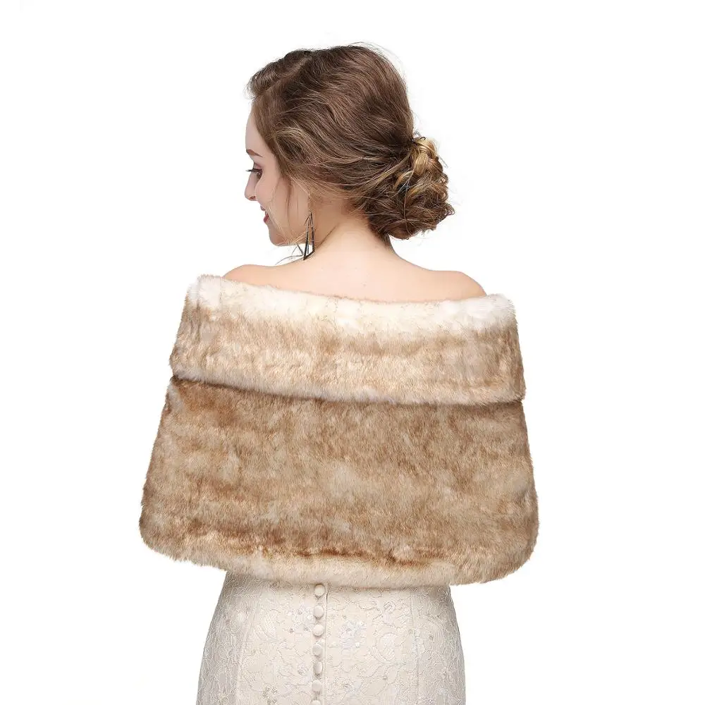 Модная свадебная накидка шаль из искусственного меха для свадьбы женские