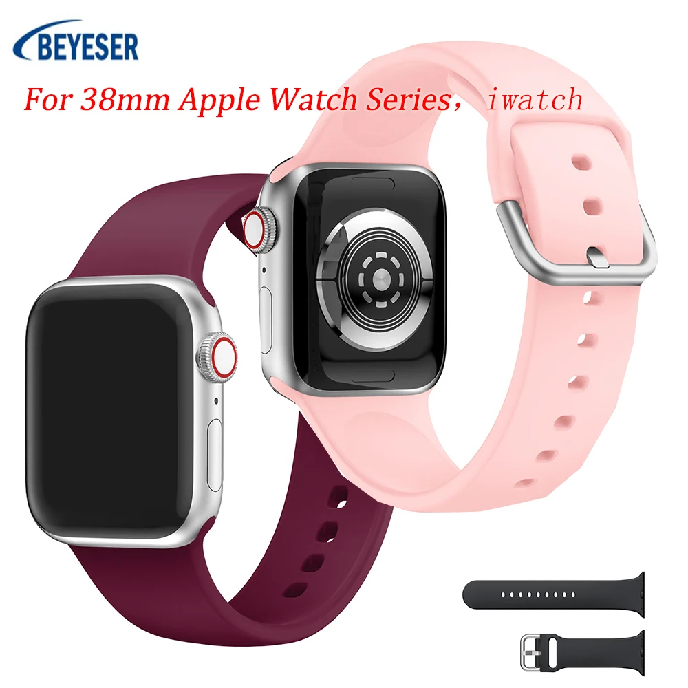 Хороший мягкий силиконовый сменный спортивный ремешок для 38 мм Apple Watch Series1 2 3 4 5 42