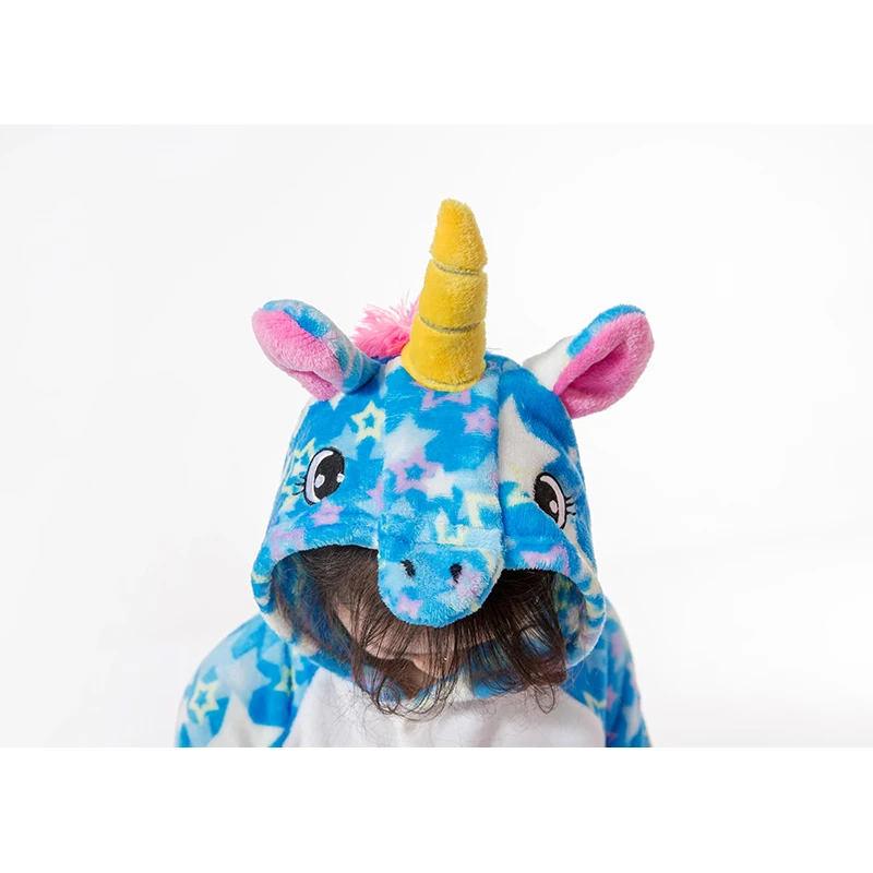 Пижама Кигуруми для мальчиков и девочек пижама с единорогом детские комбинезоны