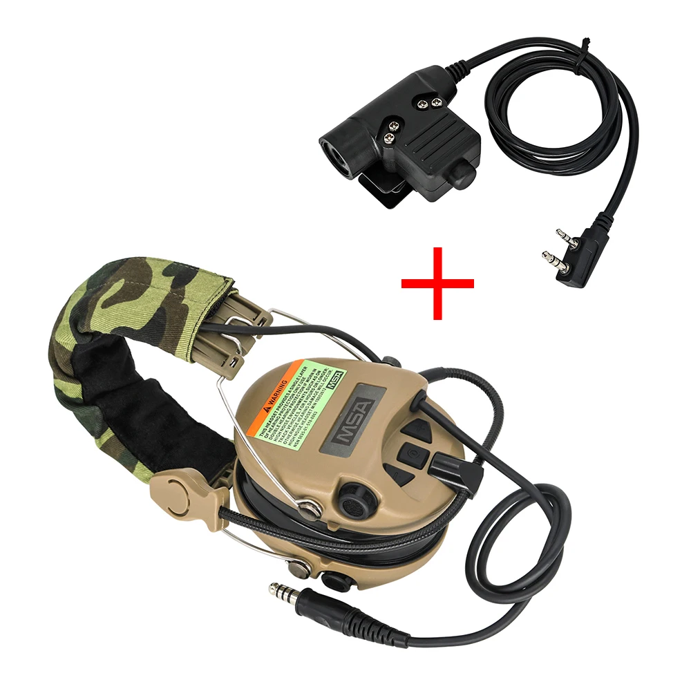 Tactical Airsoft Sordin Headset Hunting Shooting Headphone Military Pickup Noise Reduction Hear protection Earmuff+U94 2 Pin ptt