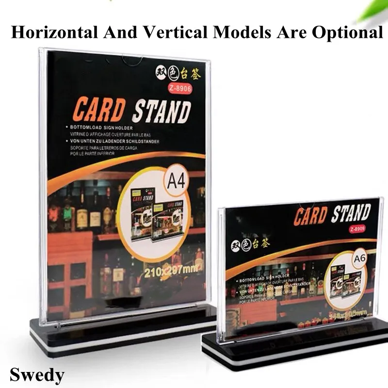 A4 T Shape Double Sided Plastic Sign Holder Stand 8.5 x 11 Inches Table Top Restaurant Menu Ad Frame Display Stand Poster Frame