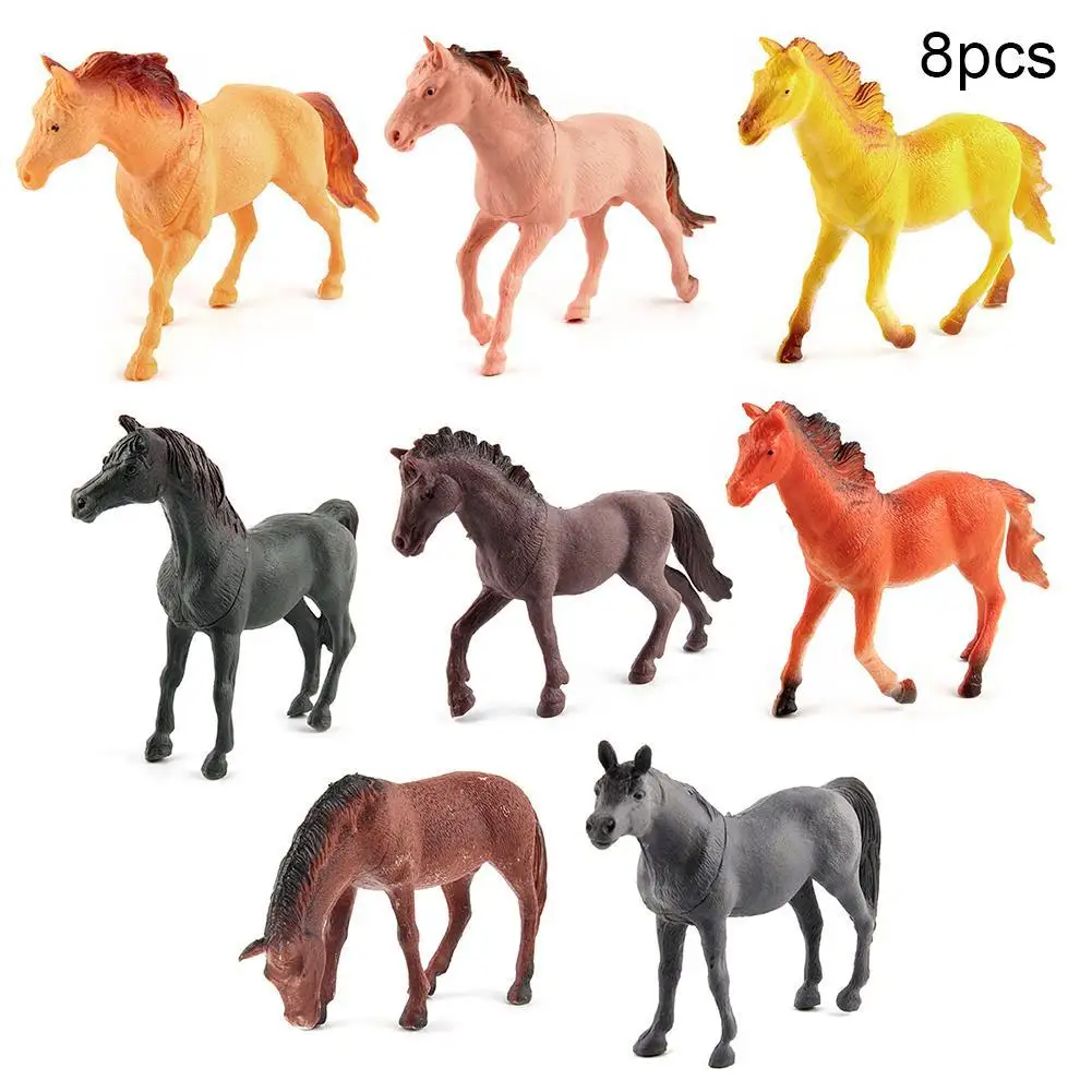 

8Pcs Mini Realistic Horse Animal Plastic Model Figurine DIY Farmland Scene Toy