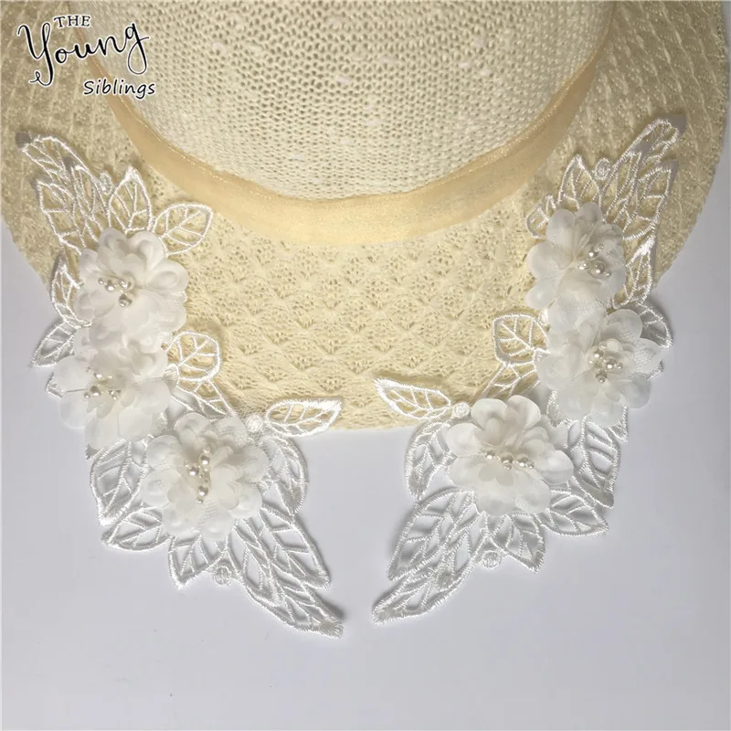 Новое поступление белый кружевной воротник с вышивкой отделка из АБС-пластика