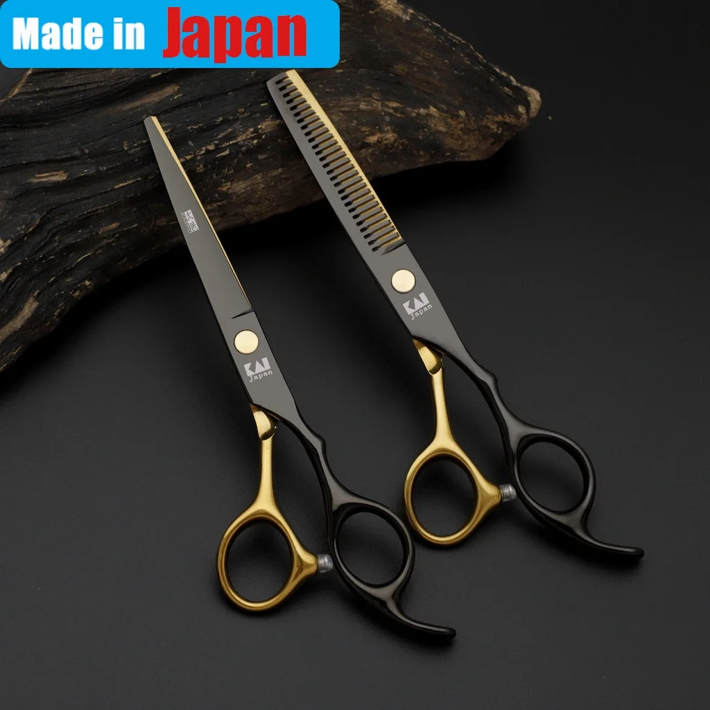 

Barbertop Professional 6.0 Inch Scissor Japan 440C Barber Scissors Set Salon HairCutting Shears Black Gold Hairdressing Tools