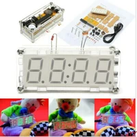 diy kit blue led electronic clock microcontroller digital clock time thermometer diy electronic