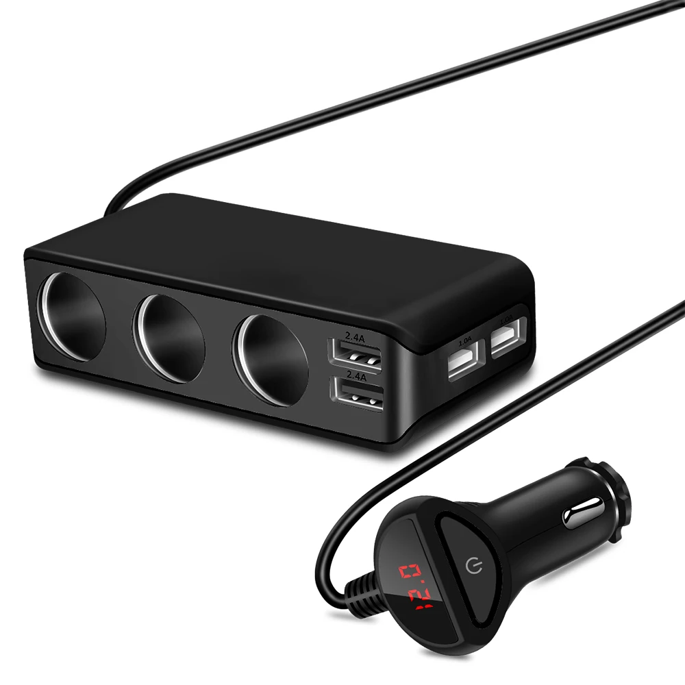 Разветвитель гнезда для автомобильного прикуривателя Onever 120 Вт 5 В 2 4 А USB 12 24