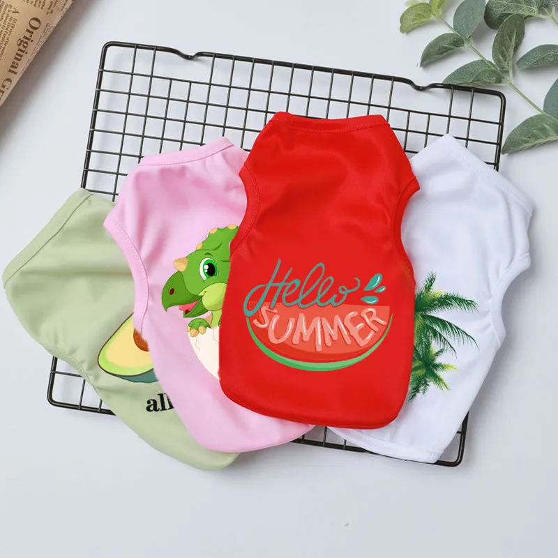 

Summer Thin Dog Vests Sleeveless T Shirt Cute Printed Puppy Dog Vest Clothes For Small Medium Pet Cat Vest Dog Costume Clothes