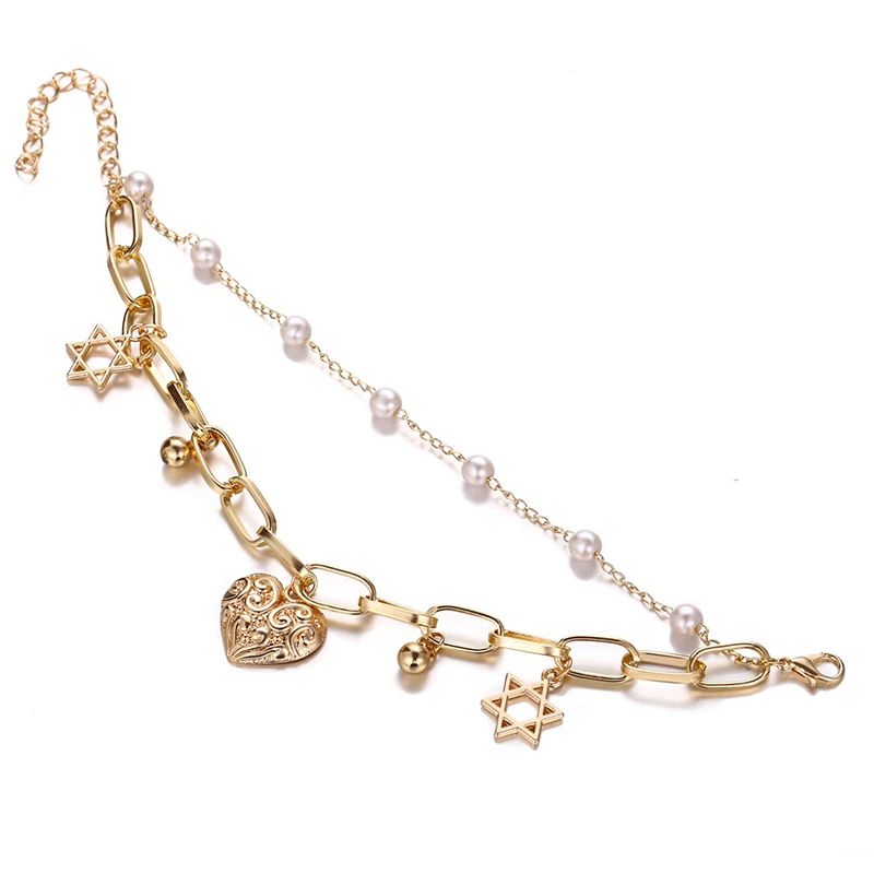 

Pearl Bracelet Adjustable Chain for Women Vintage Fashion Gold Couples Jewelry Metal Coin Pendant Bracelet Gifts Charm