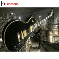 huacan diamond painting guitar 5d diamond mosaic sale city embroidery hobbies and crafts new arrival