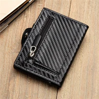 bisi goro carbon black cover button smart wallet coin safety rfid fashion new pu aluminum anti theft credit card holder purse