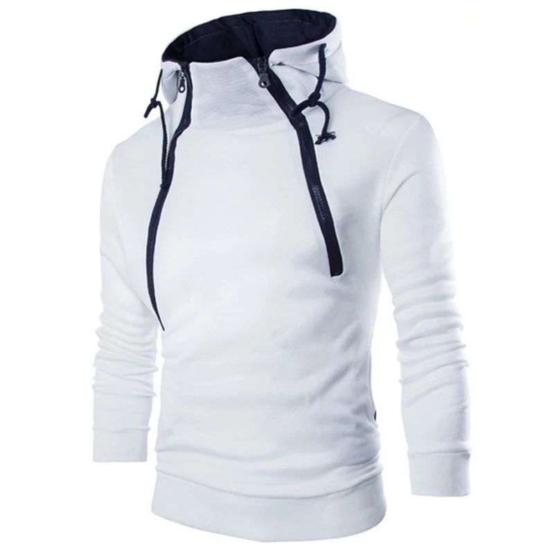 

2021 Men Double Zipper Hoodies Sweatshirts Streetwear Mens Casual Pullover Hooded Tops Spring And Autumn