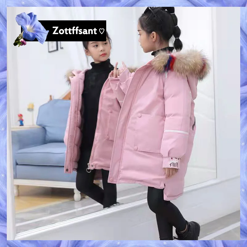 

Winter Jacket for Girls 2022 Russian Children Snowsuits Plus Velvet Warm Hooded Outerwear Coat Kids Teenage Girls Parkas 5 To 1