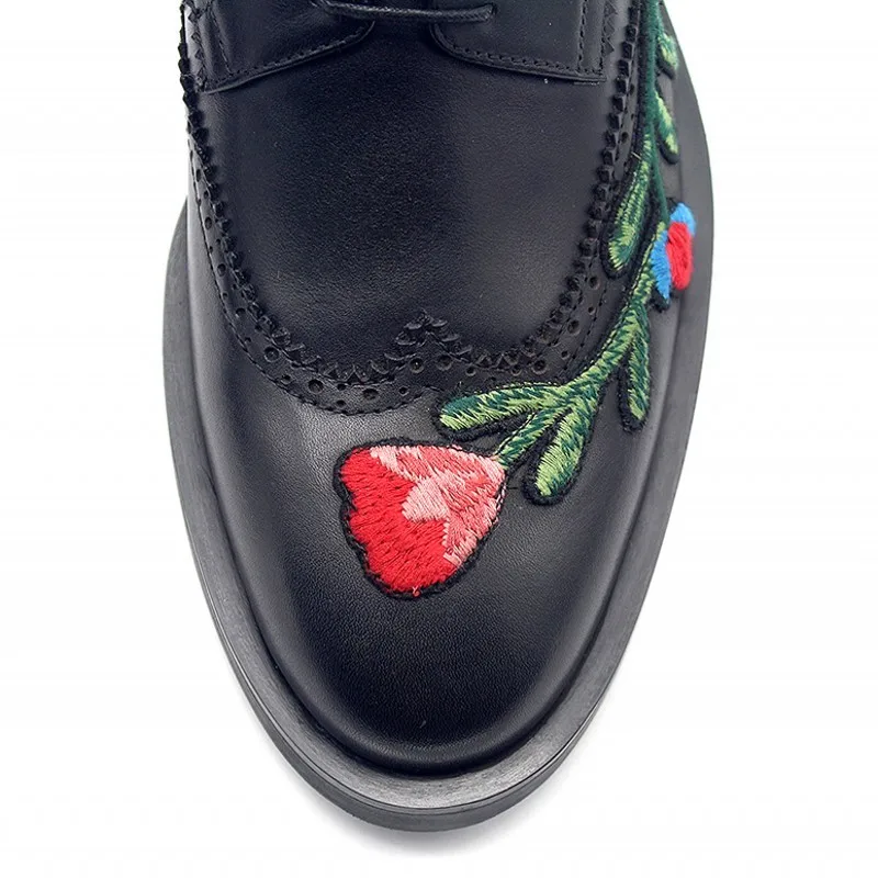 Туфли-броги с вышивкой итальянская обувь из натуральной кожи на шнуровке мужская