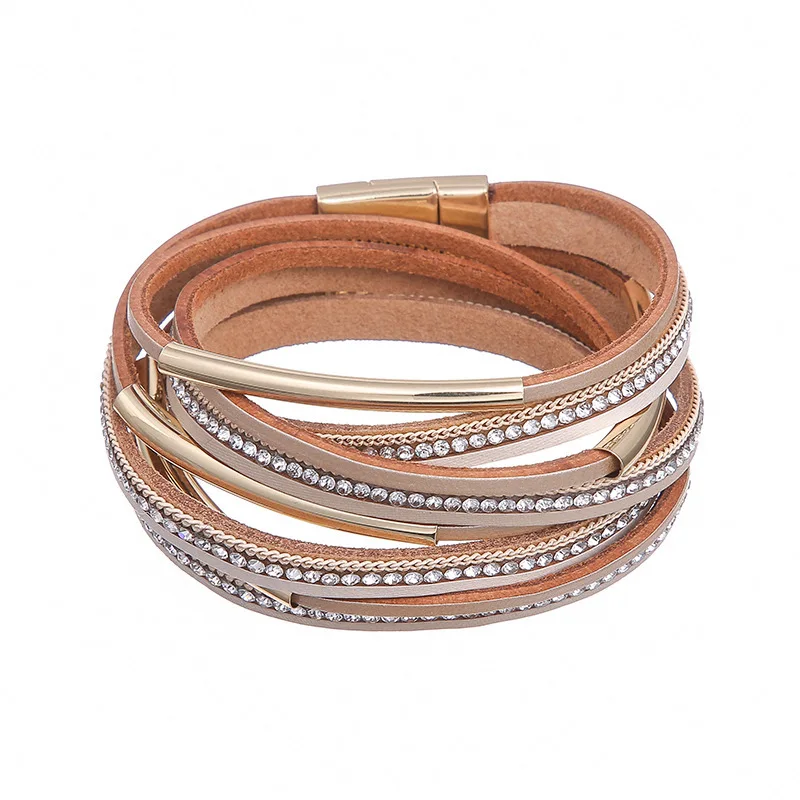 

Leopard Print Leather Wrap Bracelet Multilayer Strands Leahter Cuff Bracelets Bangle for Women Mother Wife Christmas Party Gift
