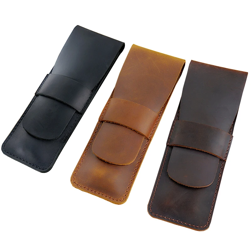 

Leather Pencil Bag From Handmade Cowhide Genuine Leather Retro Vintage Style Pen Bag Pencil Case For Journal Travel Gift