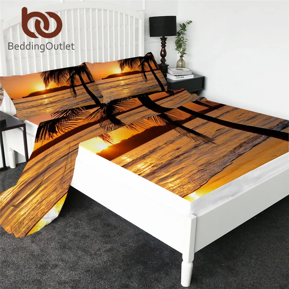 BeddingOutlet натяжная простыня С закатом пляжный комплект постельного белья с 3D