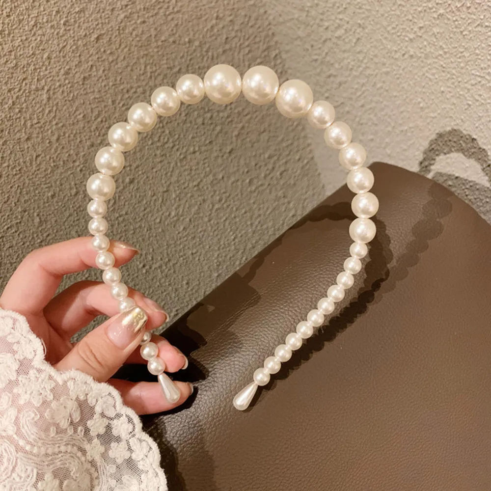 

1 Pcs Summer Bohemian Soft Satin Wide Headband Center Knotted with Pearl Hairband Headdress Girls Fashion Hair Accessories Gifts